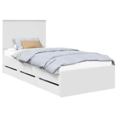 vidaXL Konstrukcija postelje Bela 90 x 190 cm Inženirsko leseno