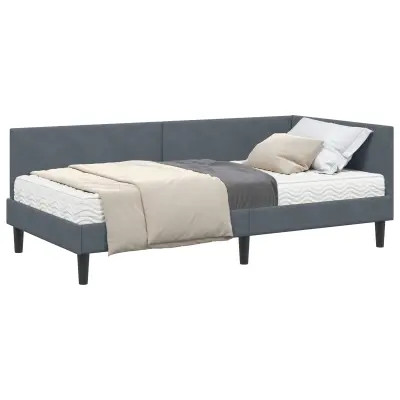 vidaXL Kotni okvir postelje z matrico Drugo 2 pcs Siva Žamet