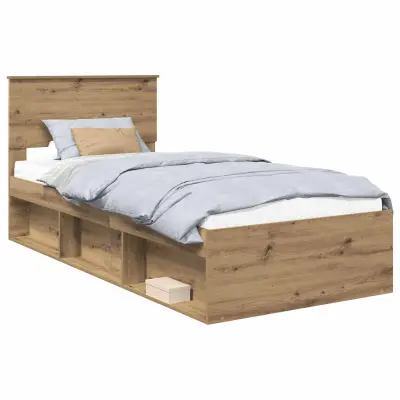 vidaXL Konstrukcija postelje Oreh 75 x 190 cm Konstruiran les