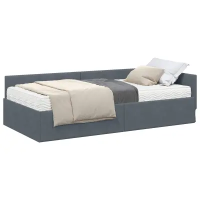 vidaXL Kotni okvir postelje z matrico Drugo 2 pcs Siva Žamet