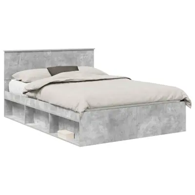 vidaXL Konstrukcija postelje Beton 160 x 200 cm Konstruiran les