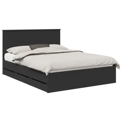 vidaXL Konstrukcija postelje Črna 150 x 200 cm Inženirsko leseno