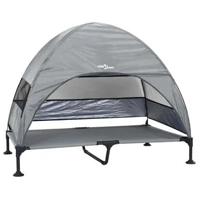 vidaXL Dvignjena pasja postelja Svetlo siva 127 x 81 x 108 cm