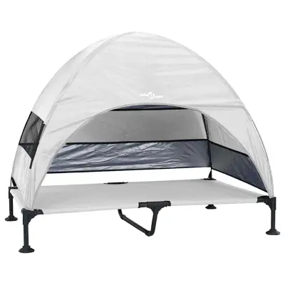 vidaXL Dvignjena pasja postelja Srebrno siva 127 x 81 x 108 cm