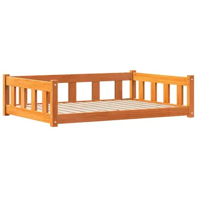 vidaXL Ležišče za psa Voskast rjav 100 x 70 x 28 cm Masivno borovo les
