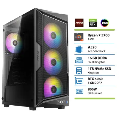 Namizni računalnik BOFX NASH 5, R5-5700, 16 GB RAM, 1 TB SSD, RTX5060|Gaming