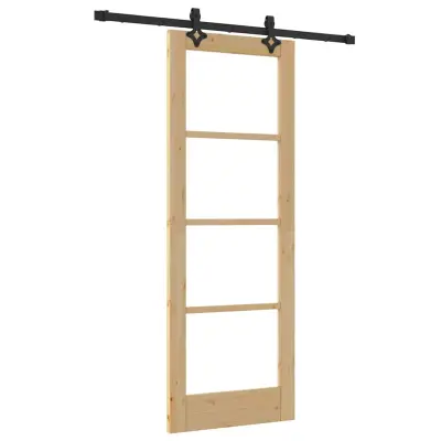 vidaXL Drsna vrata Naravna 73,5 x 198,5 cm Trden borov les in steklo