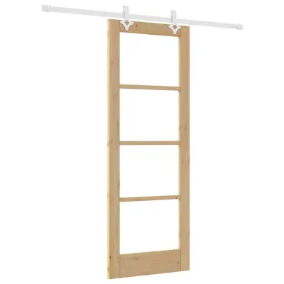 vidaXL Drsna vrata Naravna 73,5 x 198,5 cm Trden borov les in steklo