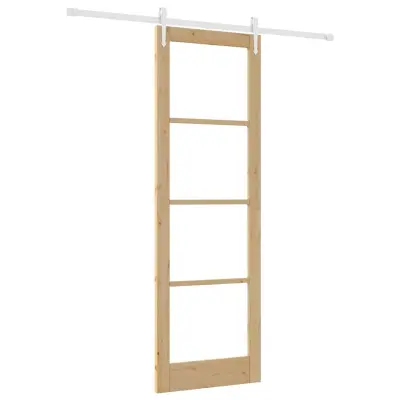 vidaXL Drsna vrata Naravna 78 x 232 cm Trden borov les in steklo