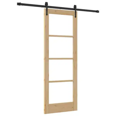 vidaXL Drsna vrata Naravna 73,5 x 198,5 cm Trden borov les in steklo