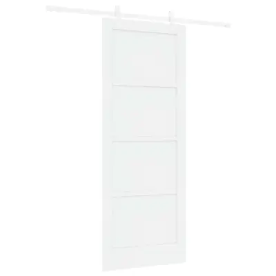 vidaXL Drsna vrata Bela 83 x 211 cm Masivna borova drevesa in jeklo