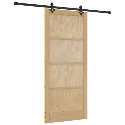 vidaXL Komplet drsnih vrat Drugo ORKDAL Naravna in črna 93 x 211 cm