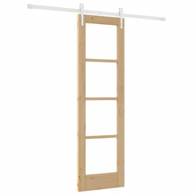 vidaXL Drsna vrata Naravna 61 x 198,5 cm Trden borov les in steklo