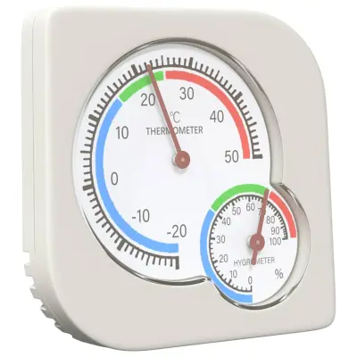 vidaXL Termo higrometer Bela 7,5 x 7,5 x 1,2 cm ABS