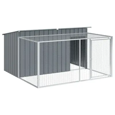 vidaXL Pasja uta z ograjo antracitna 197x194x110 cm pocinkano jeklo