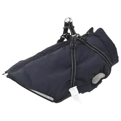 vidaXL Pasja jakna z jermenom Temno modra 6XL Flis in poliester