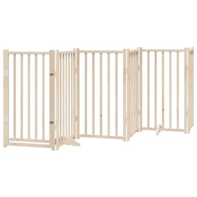 vidaXL Pasja vrata z vrati, zložljiva, 6 panelov, 300 cm, masiven les jelka