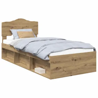 vidaXL Konstrukcija postelje Oreh 100 x 200 cm Masivno borovo les