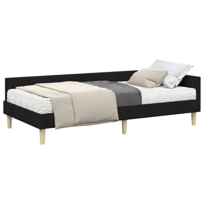 vidaXL Kotni okvir postelje z matrico z vzmetnico 2 pcs Zelena blago