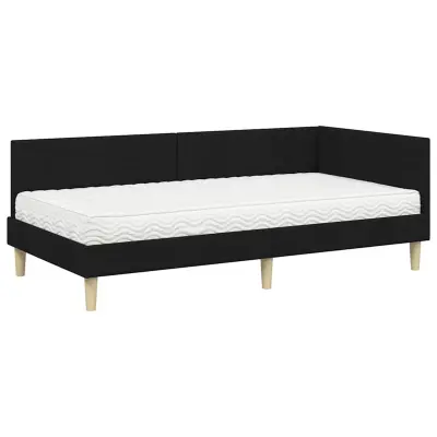 vidaXL Kotni okvir postelje z matrico Drugo 2 pcs Zelena blago