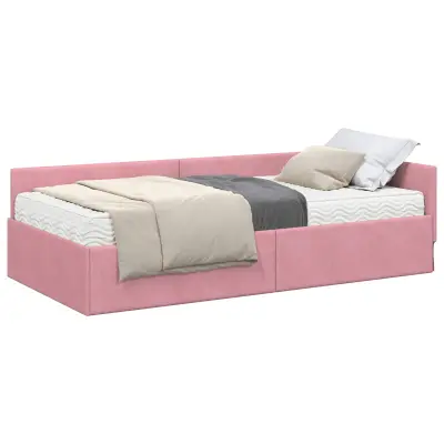 vidaXL Kotni okvir postelje z matrico Drugo 2 pcs Siva Žamet