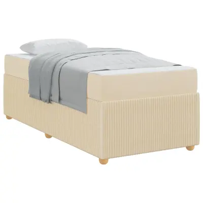 vidaXL Konstrukcija postelje z vzmetnico krema 100 x 200 cm blago