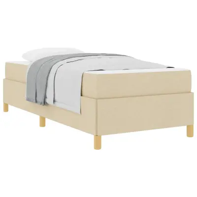 vidaXL Konstrukcija postelje z vzmetnico krema 100 x 200 cm blago