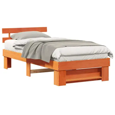 vidaXL Konstrukcija postelje z vzglavjem Voskast rjav 100 x 200 cm