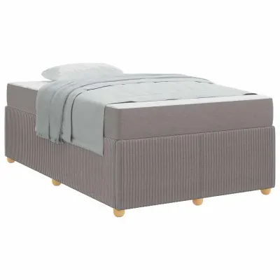 vidaXL Konstrukcija postelje z vzmetnico Taupe 120 x 200 cm blago