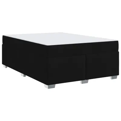 vidaXL Konstrukcija postelje z vzmetnico Črna 160 x 200 cm blago