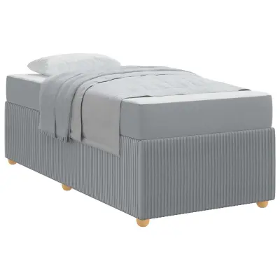 vidaXL Konstrukcija postelje z vzmetnico Svetlo siva 90 x 200 cm blago