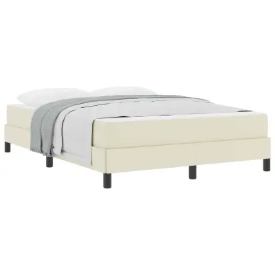 vidaXL Konstrukcija postelje z vzmetnico krema 140 x 190 cm blago
