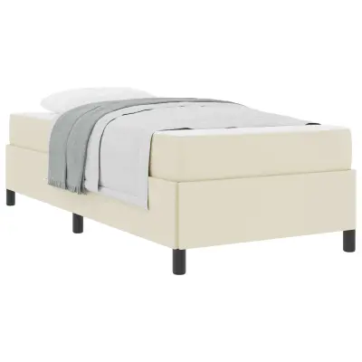 vidaXL Konstrukcija postelje z vzmetnico krema 90 x 190 cm blago
