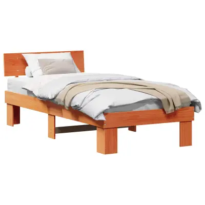 vidaXL Konstrukcija postelje z vzglavjem Voskast rjav 80 x 200 cm