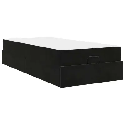 vidaXL Posteljni okvir z vzmetnico z vzmetnico 2 pcs Črna Žamet