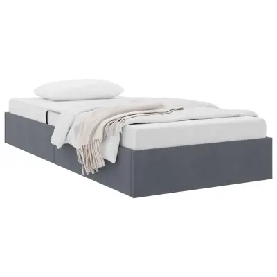 vidaXL Postelja s shranjevanjem Temno siva 100 x 203 cm Žamet