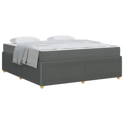 vidaXL Konstrukcija postelje z vzmetnico Temno siva 180 x 200 cm blago