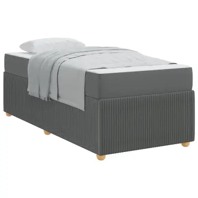 vidaXL Konstrukcija postelje z vzmetnico Temno siva 100 x 200 cm blago