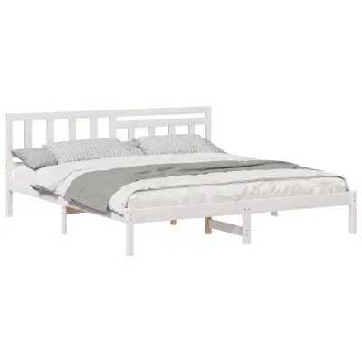 vidaXL Konstrukcija postelje Bela 200 x 200 cm Masivno borovo les