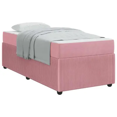 vidaXL Konstrukcija postelje z vzmetnico Roza 80 x 200 cm blago