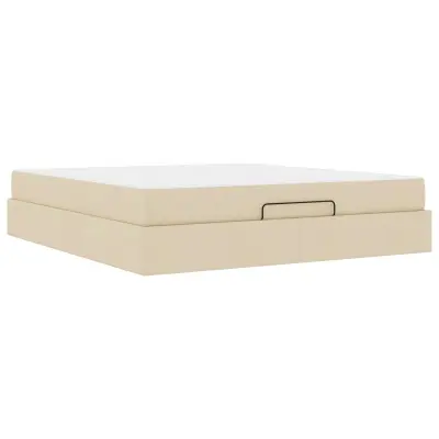 vidaXL Posteljni okvir z vzmetnico z vzmetnico 2 pcs krema blago