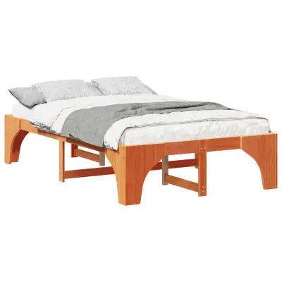 vidaXL Konstrukcija postelje Rjava 140 x 190 cm Masivno borovo les