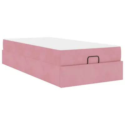 vidaXL Posteljni okvir z vzmetnico z vzmetnico 2 pcs Roza Žamet