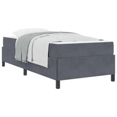 vidaXL Konstrukcija postelje z vzmetnico Temno siva 90 x 190 cm blago