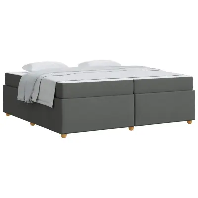 vidaXL Konstrukcija postelje z vzmetnico Temno siva 200 x 200 cm blago
