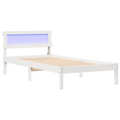 vidaXL Konstrukcija postelje Bela 90 x 190 cm Masivno borovo les