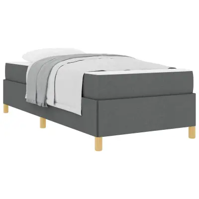 vidaXL Konstrukcija postelje z vzmetnico Temno siva 90 x 190 cm blago