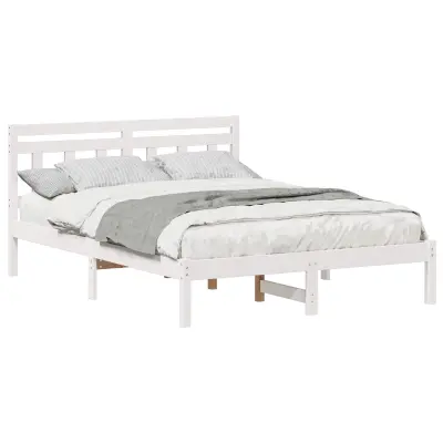 vidaXL Konstrukcija postelje Bela 120 x 200 cm Masivno borovo les