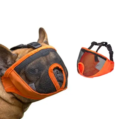 Zračna nagobčnica za buldoge z odprtimi očmi: Maska proti ugrizu za pse s kratkim smrčkom Orange L