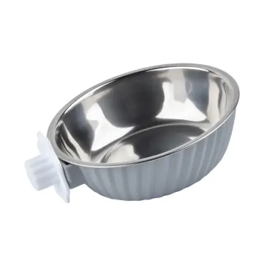 Viseča posoda za hišne živali - posoda iz nerjavečega jekla za mačke in pse Grey